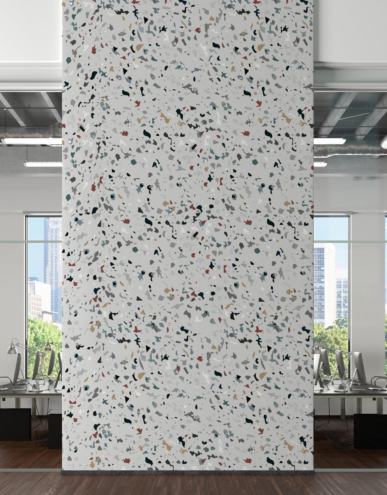 Terrazzo Mosaic Pattern Peel and Stick Wall Paper Mural. #6260