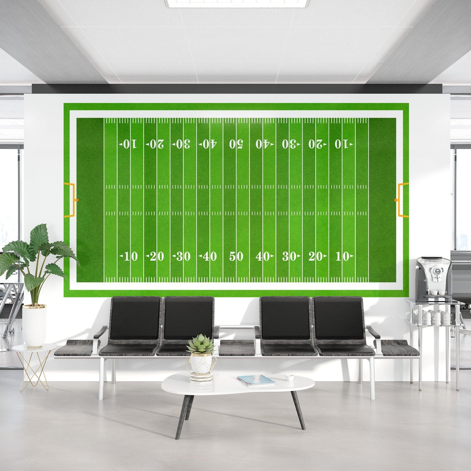 Football Field Wall Mural. 100 yard field with end zone large wall mural. #6276