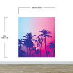 Miami Tropical Palm Tree Vice Color Wall Mural. Bright Miami Vice Blue and Fuchsia Colors. #6281