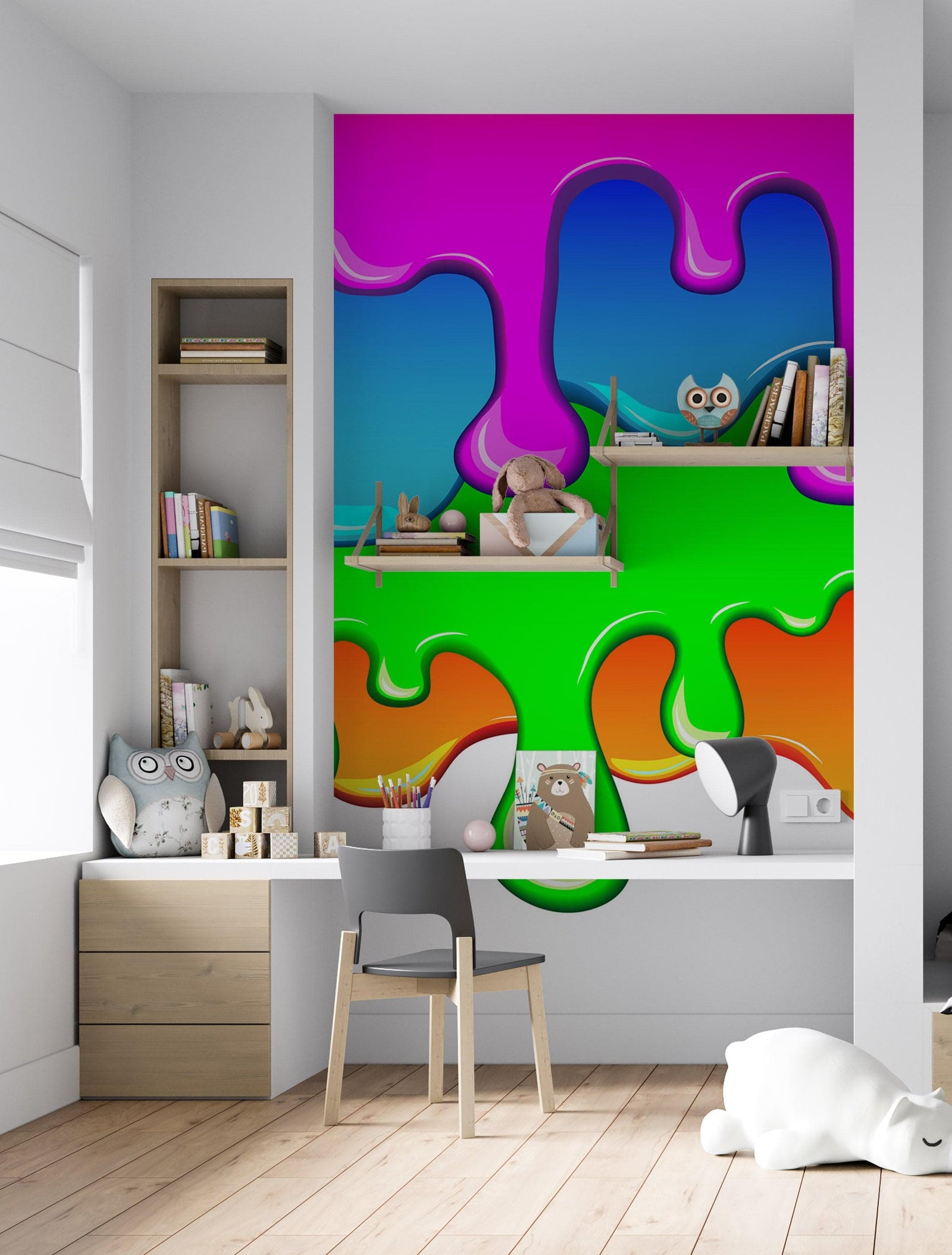 Bright Color Dripping Ink Splatter Wall Mural. #6285