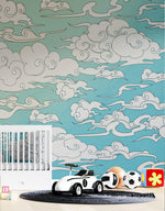 Japanese Traditional Curly Cloud in Sky Abstract Illustration Asian Decor Wall Mural. Peel and Stick Wallpaper. #6297