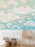 Japanese Traditional Curly Cloud in Sky Abstract Illustration Asian Decor Wall Mural. Peel and Stick Wallpaper. #6297