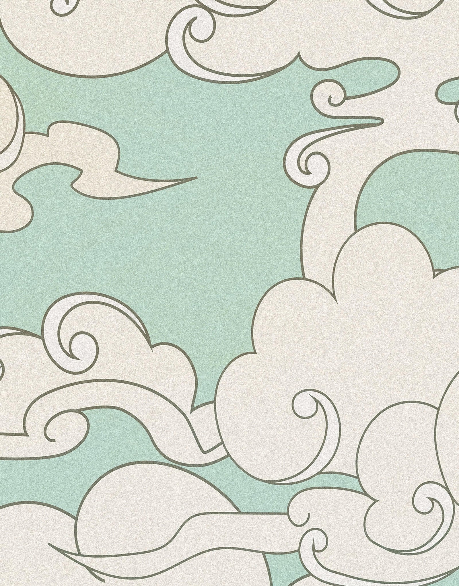 Japanese Traditional Curly Cloud in Sky Abstract Illustration Asian Decor Wall Mural. Peel and Stick Wallpaper. #6297
