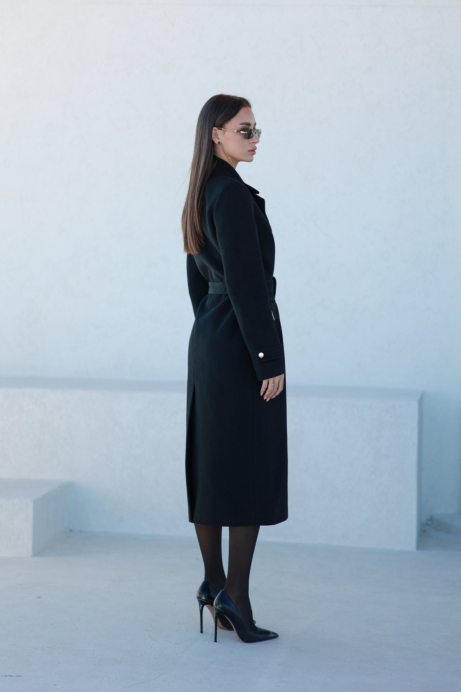 Alaska Classic Cashmere Blend Overcoat in Black