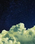 Dreamy Cloudy Night Among the Stars Wall Mural. Abstract Night Sky, Stars and Clouds. Peel and Stick Wallpaper. #6300