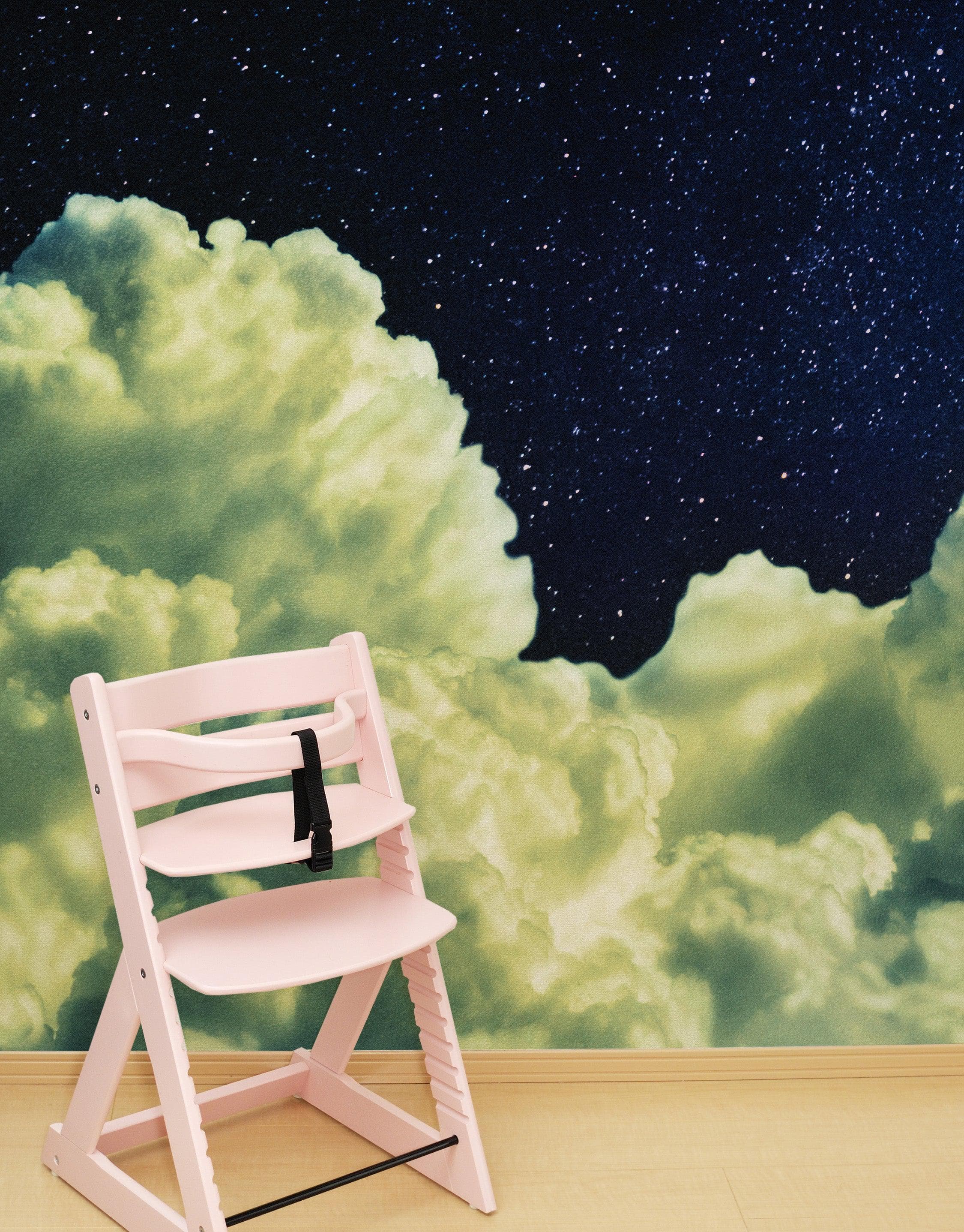 Dreamy Cloudy Night Among the Stars Wall Mural. Abstract Night Sky, Stars and Clouds. Peel and Stick Wallpaper. #6300