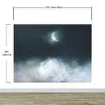 Crescent Moon Shining Over Misty Clouds Wall Mural. Peel and Stick Wallpaper. #6301