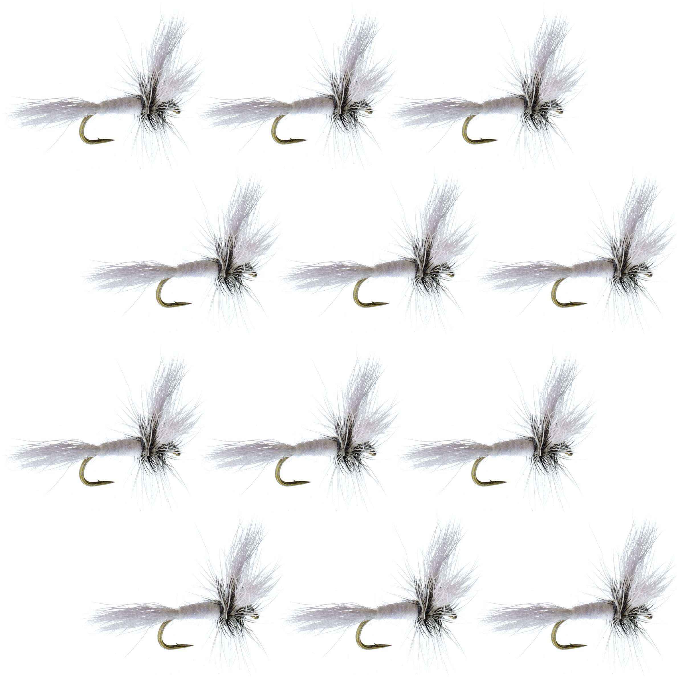 Barbless White Wulff Classic Hair Wing Dry Fly - 1 Dozen Flies Hook Size 10