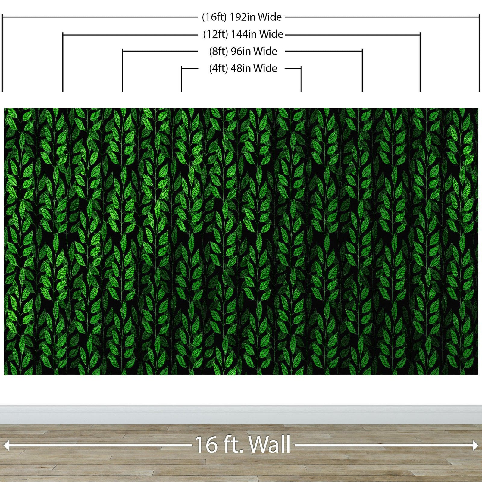Leaves and Vines Farmland Theme Wall Mural. Green Crops Illustration Background. #6305