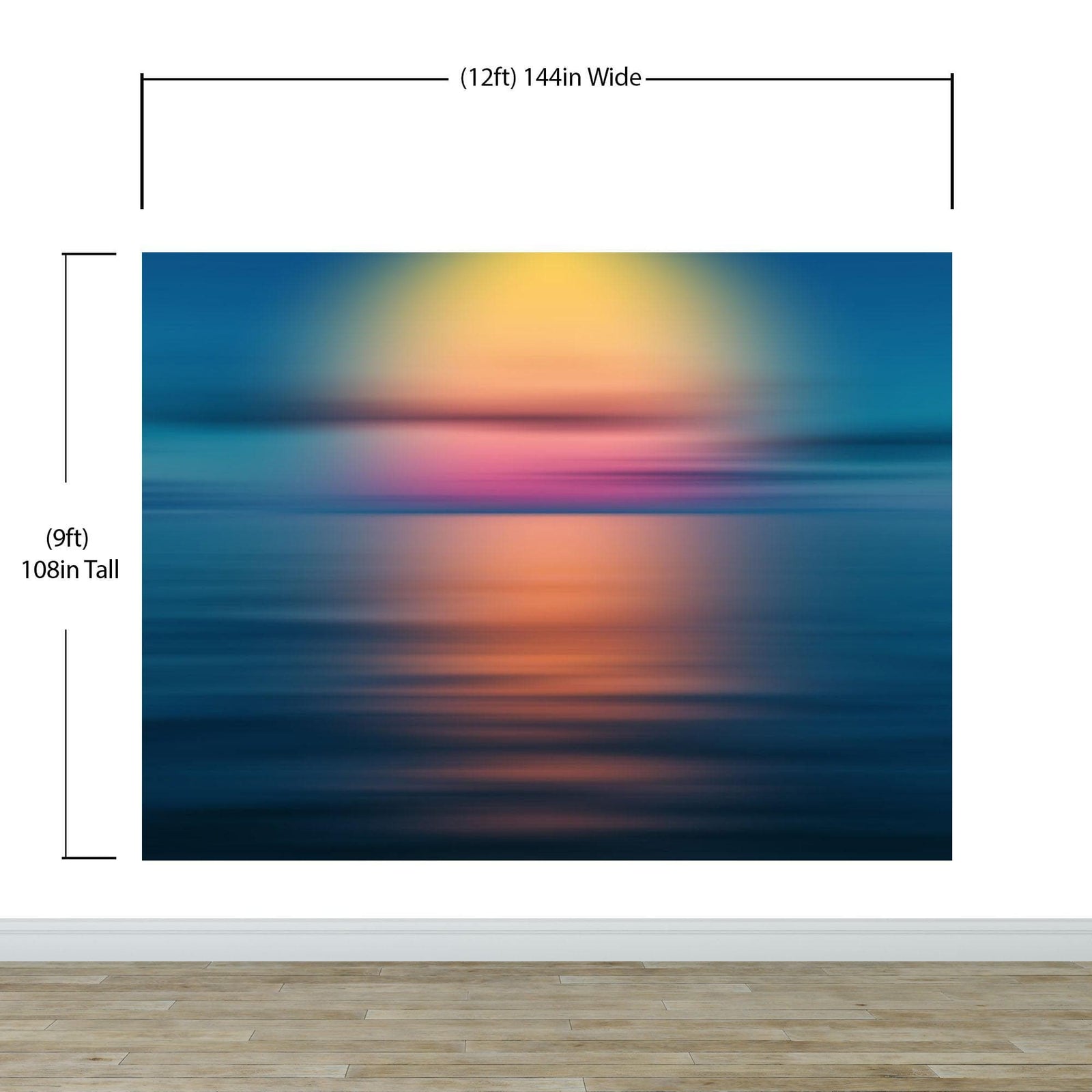 Sunset over the Ocean Horizon Wall Mural. Peel and Stick Wallpaper. #6308
