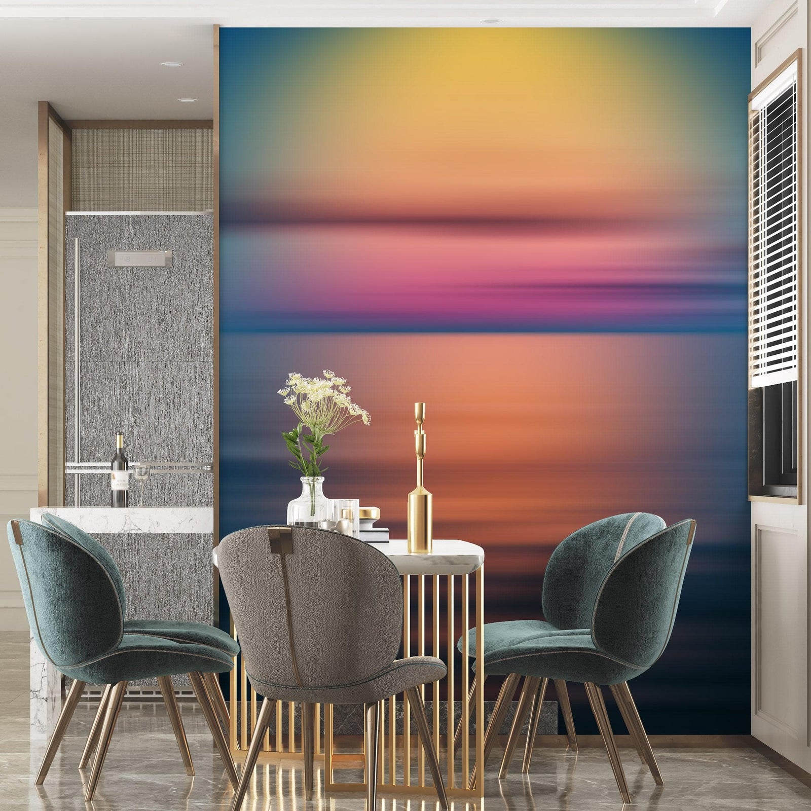 Sunset over the Ocean Horizon Wall Mural. Peel and Stick Wallpaper. #6308