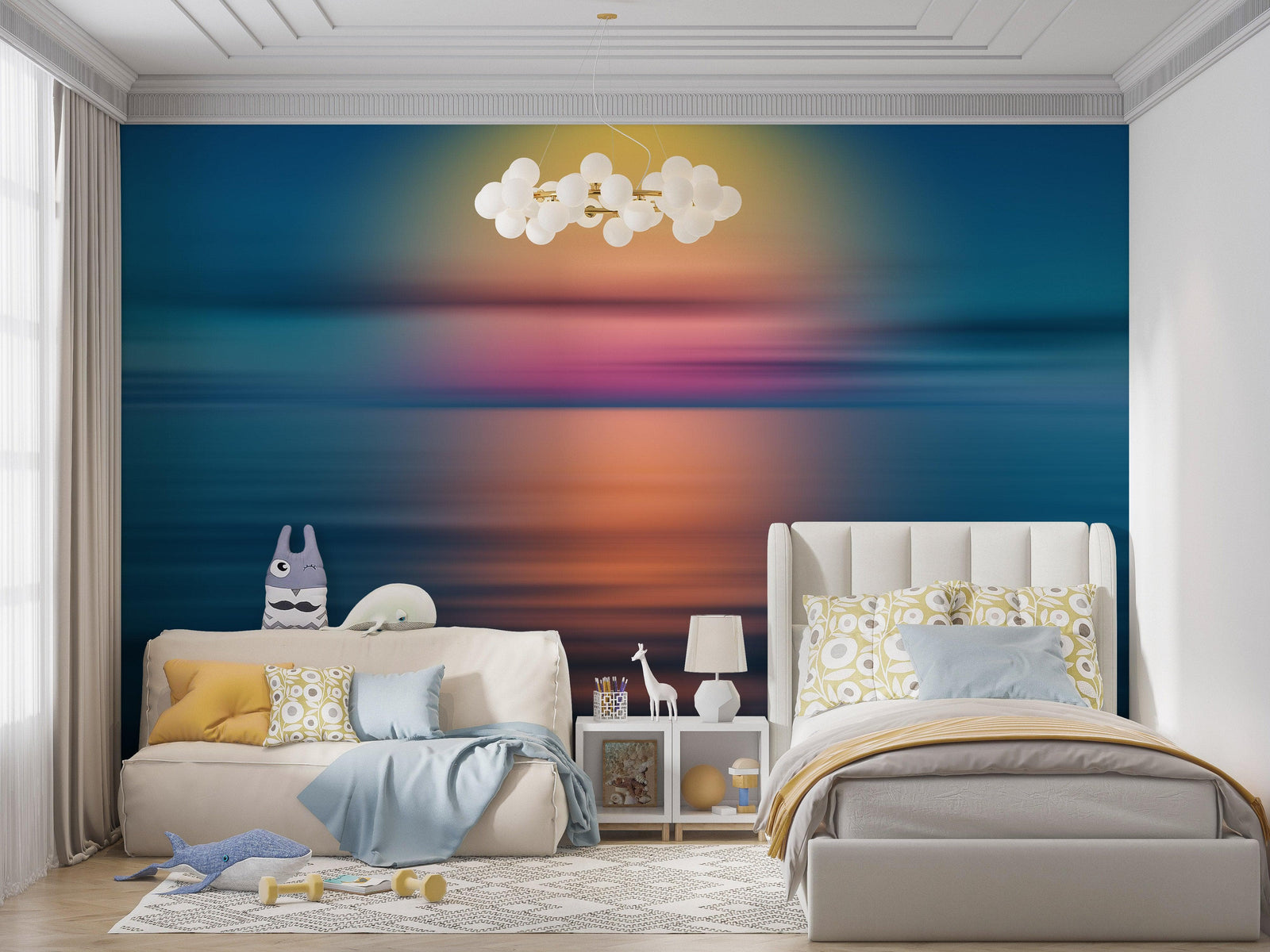 Sunset over the Ocean Horizon Wall Mural. Peel and Stick Wallpaper. #6308