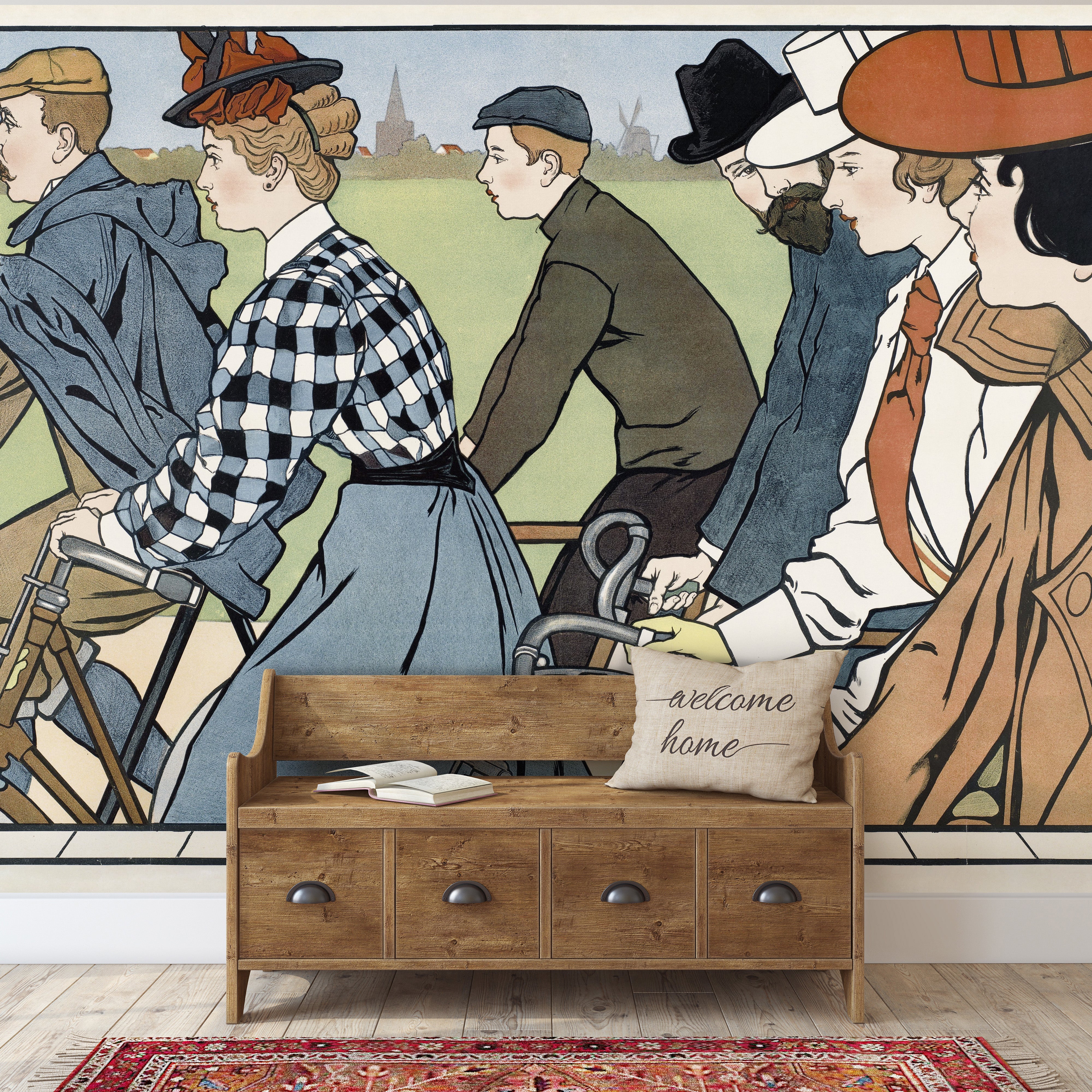 Vintage Hamers Rijwielen Bicycle Artwork Wall Mural. By Johann Georg Can Caspel. Peel and Stick Wallpaper. #6310