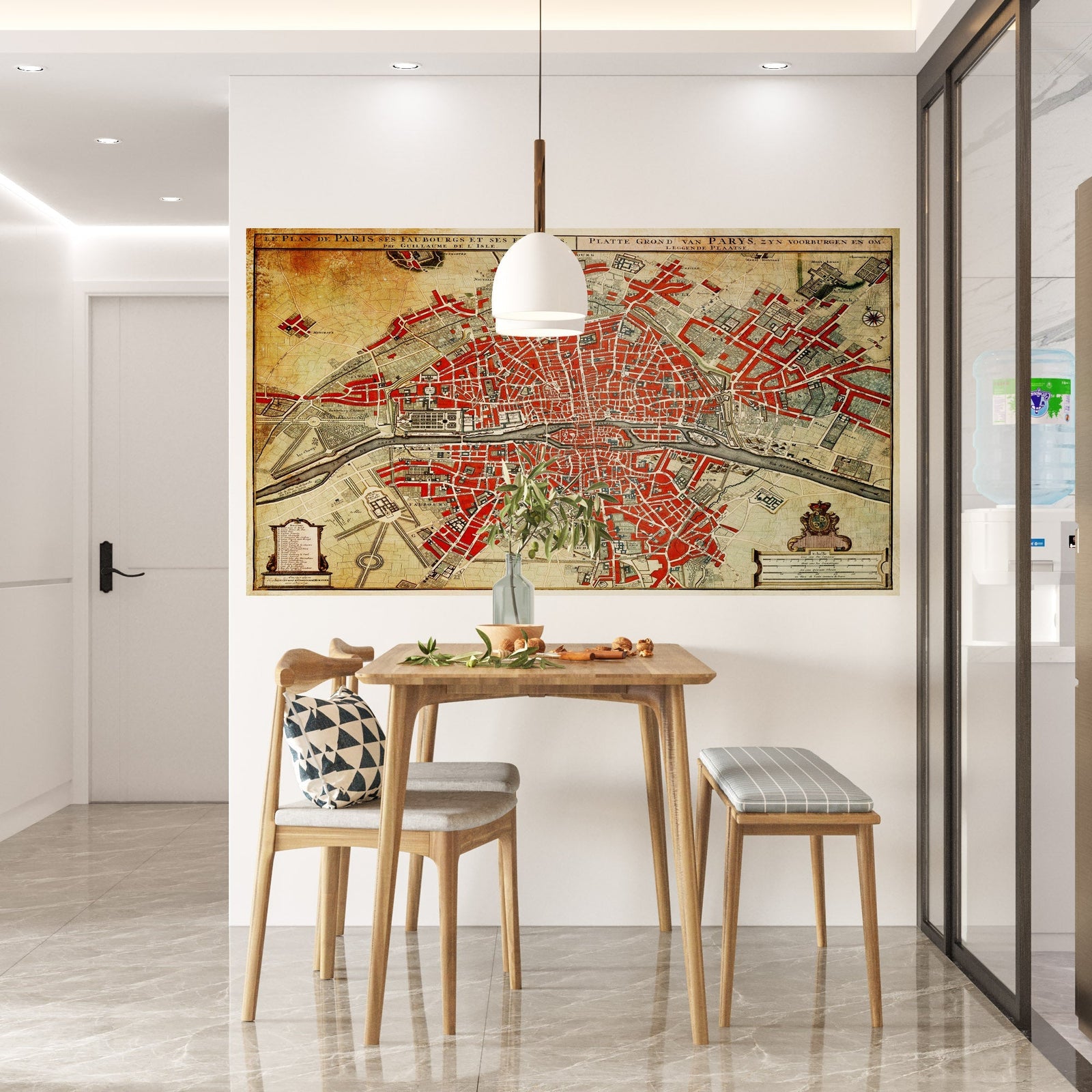 Vintage Map of Paris Wall Mural. Plattegrond van Parijs (ca. 1721–1774) by Guillaume Delisle. #6312