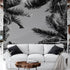 Black and White Tropical Palm Tree Mural. Vintage Summer Vibe. #6315
