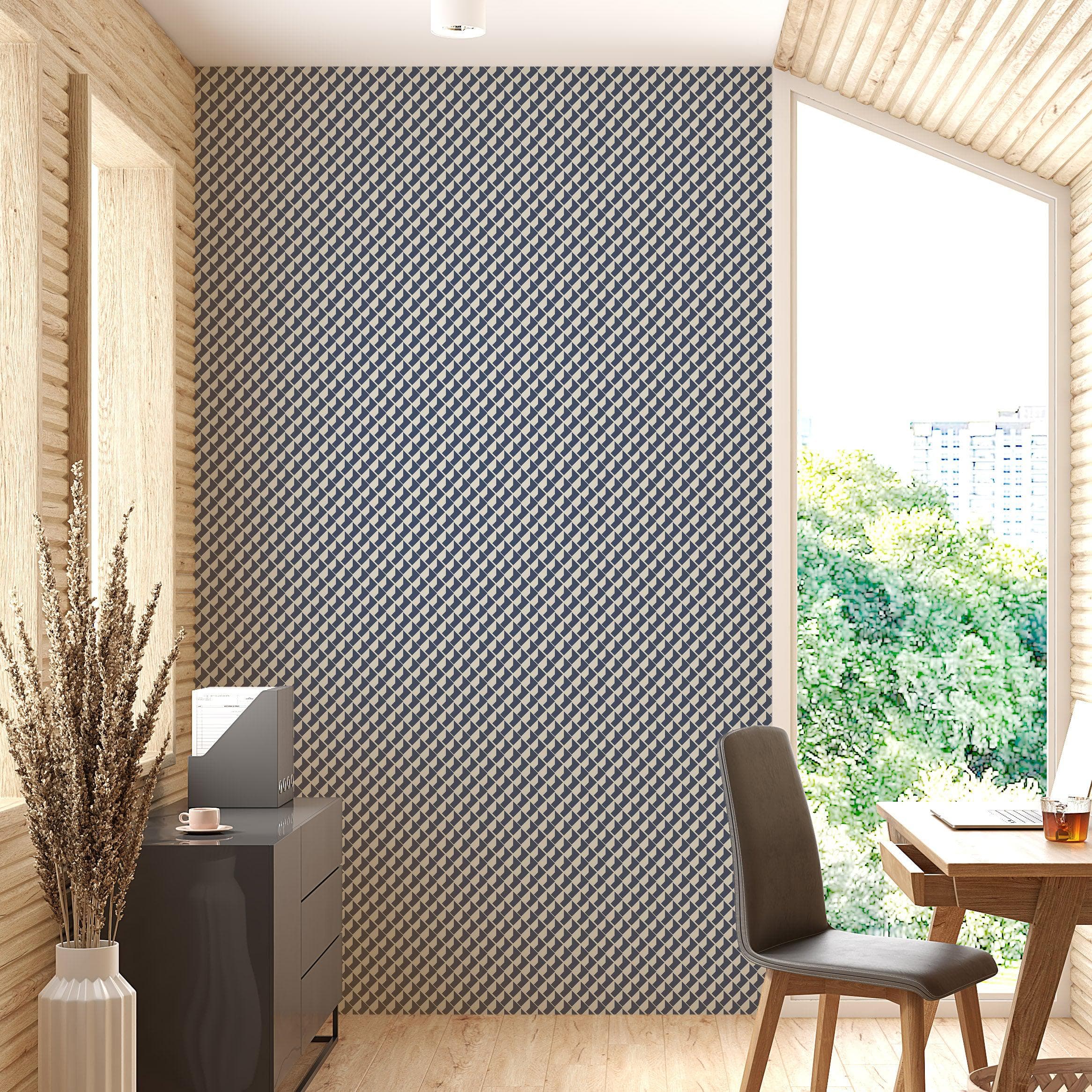 Modern Geometric Shape Pattern Wall Mural. Minimalist Mosaic Square Box Shape Bauhaus Pattern. #6328