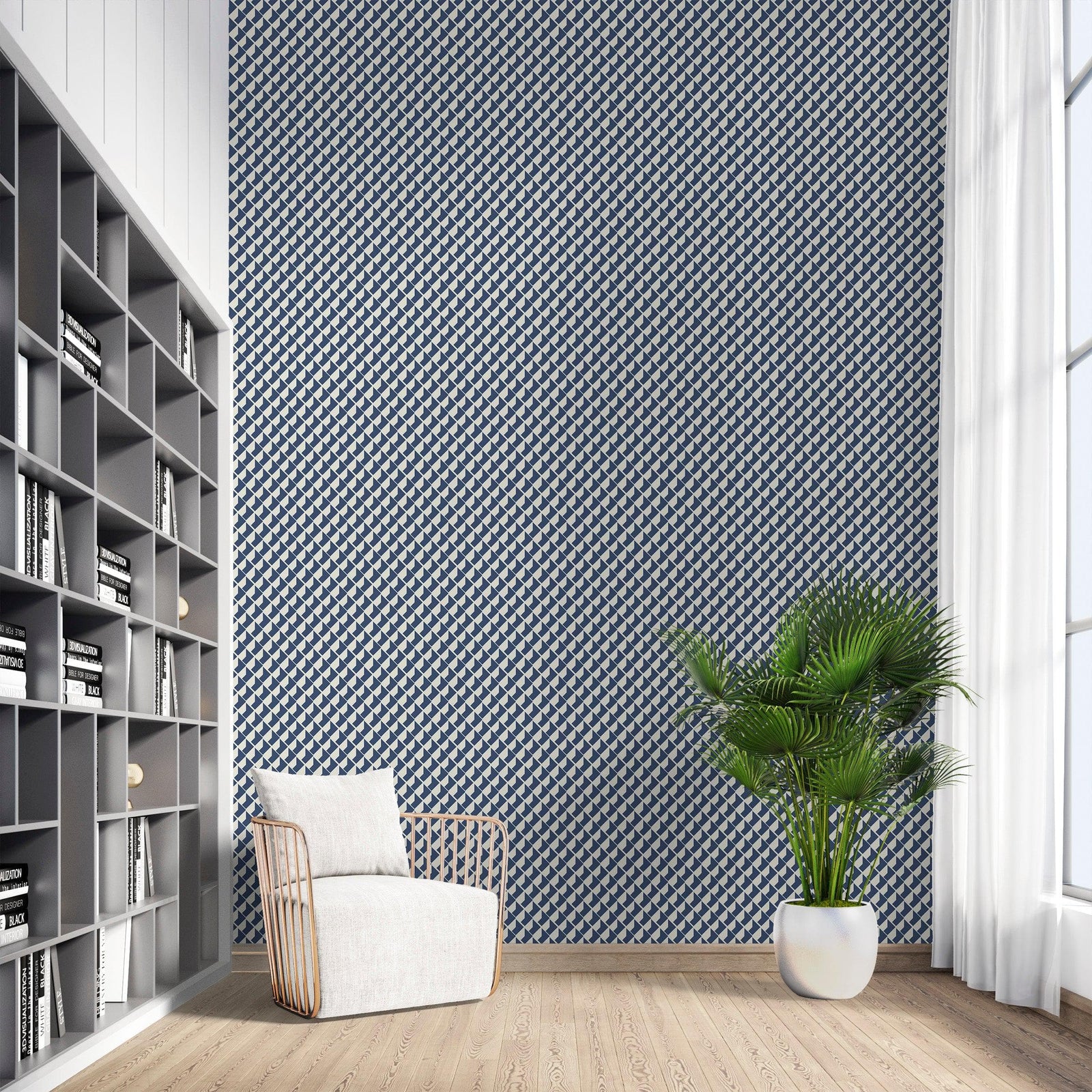 Modern Geometric Shape Pattern Wall Mural. Minimalist Mosaic Square Box Shape Bauhaus Pattern. #6328