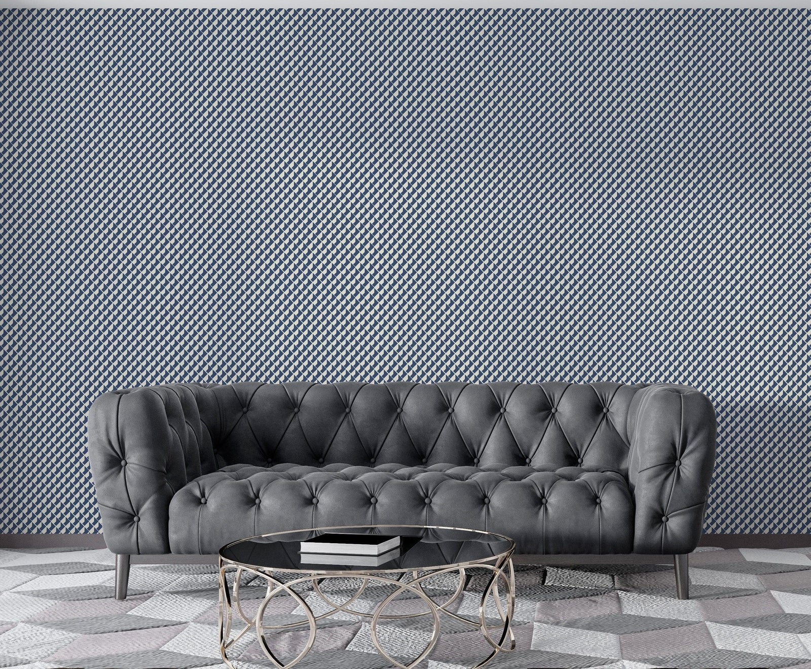 Modern Geometric Shape Pattern Wall Mural. Minimalist Mosaic Square Box Shape Bauhaus Pattern. #6328