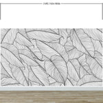 Banana Leaves Wallpaper, Palm Leaves Line Art Pattern Peel and Stick Wall Mural. #6330