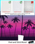 Miami Tropical Palm Tree Illustration Vice Color Sunset Wall Mural. Bright Miami Vice Blue and Fuchsia Colors. #6331
