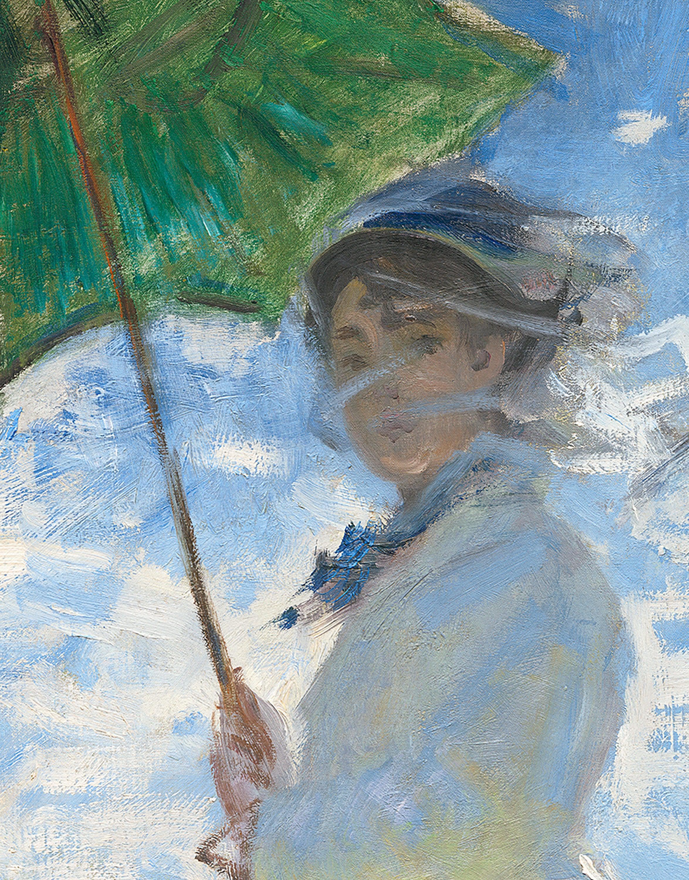 Monet Painting Wall Mural. Woman with a Parasol, Madame Monet and Her Son (1875) Painting. #6332