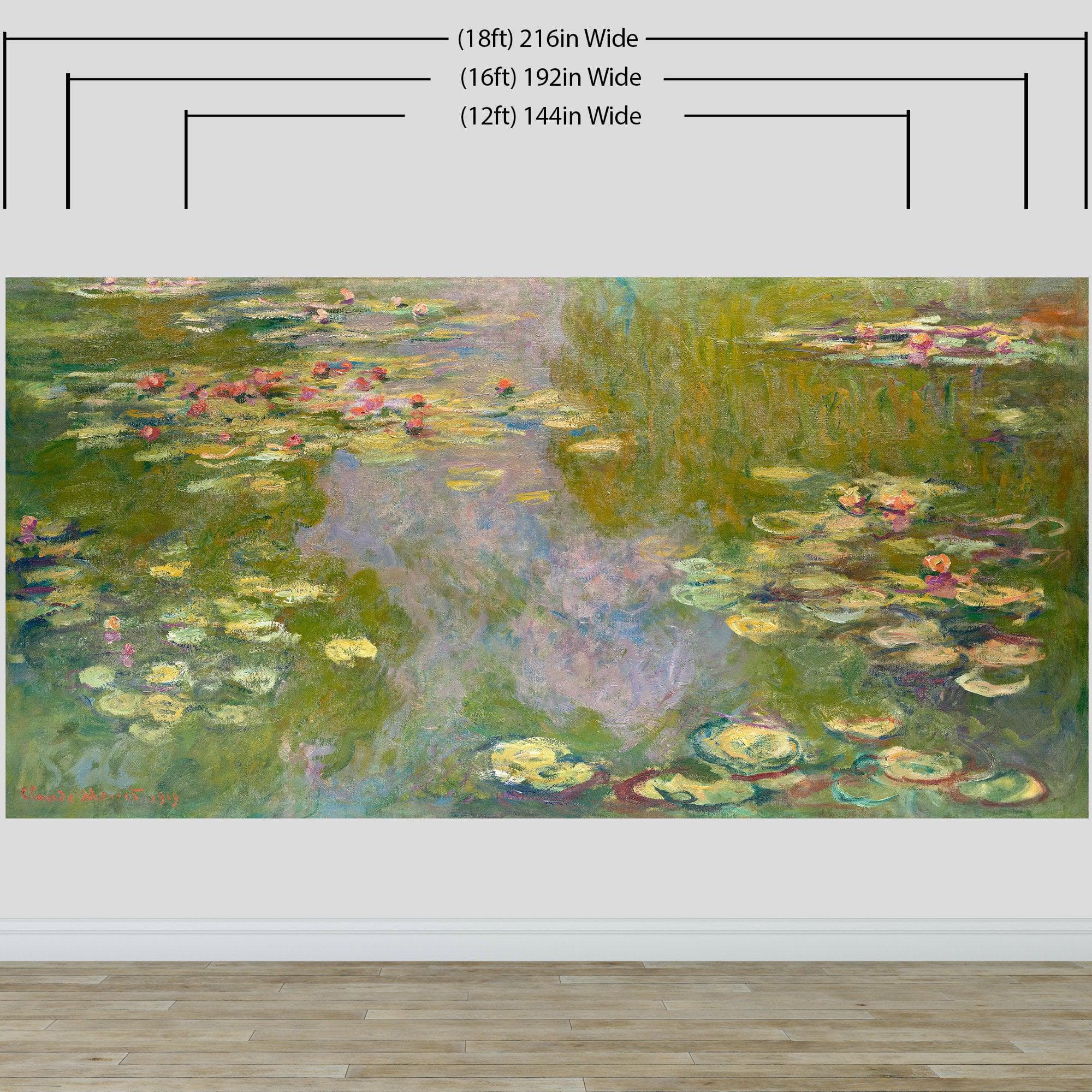 Monet Painting, Water Lilies (From 1919). Peel and Stick Wallpaper Wall Mural. #6333