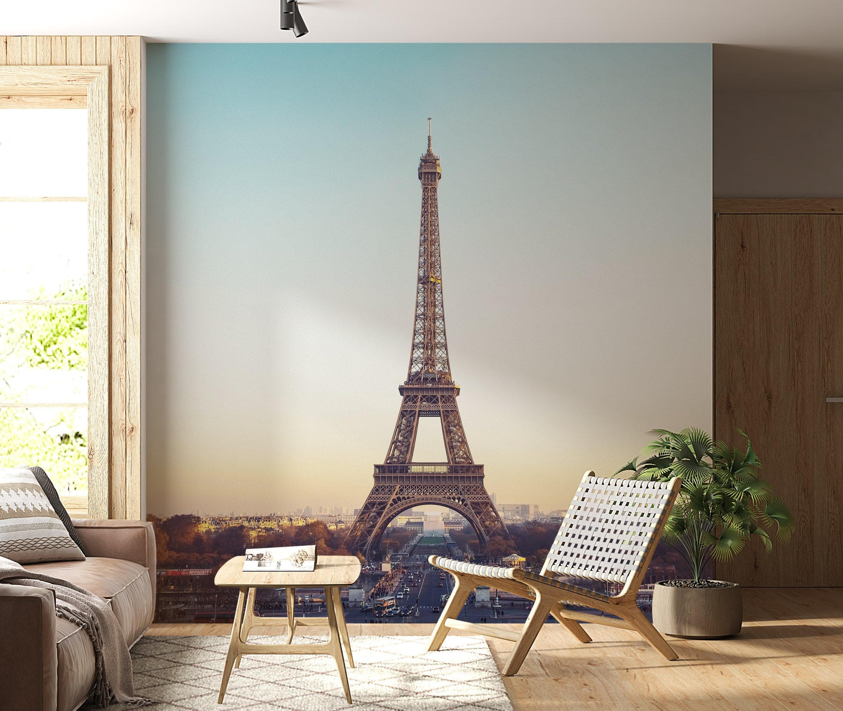 Eiffel Tower Wallpaper Mural Peel and Stick. / Paris France / European Vintage Style Decor. #6366