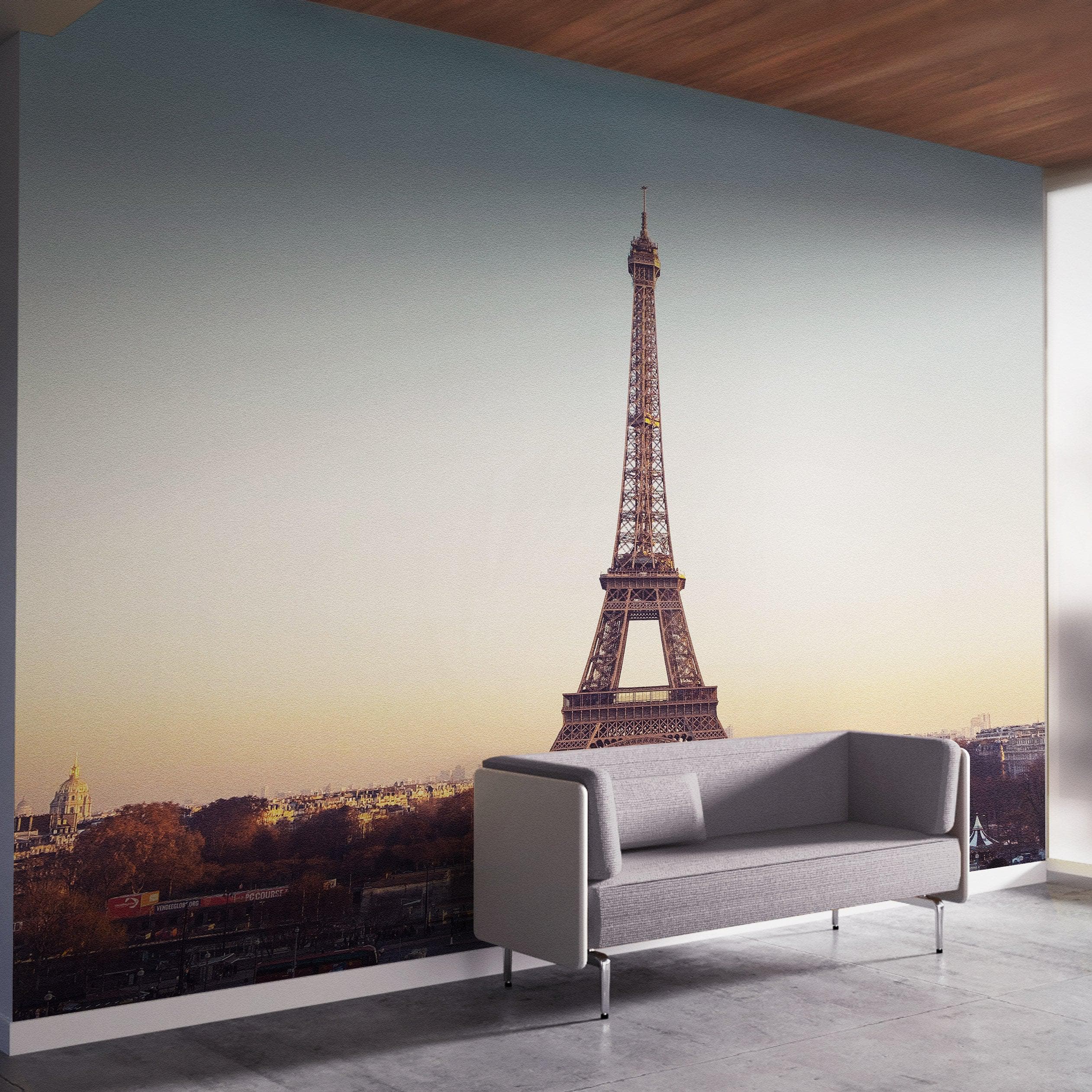 Eiffel Tower Wallpaper Mural Peel and Stick. / Paris France / European Vintage Style Decor. #6366
