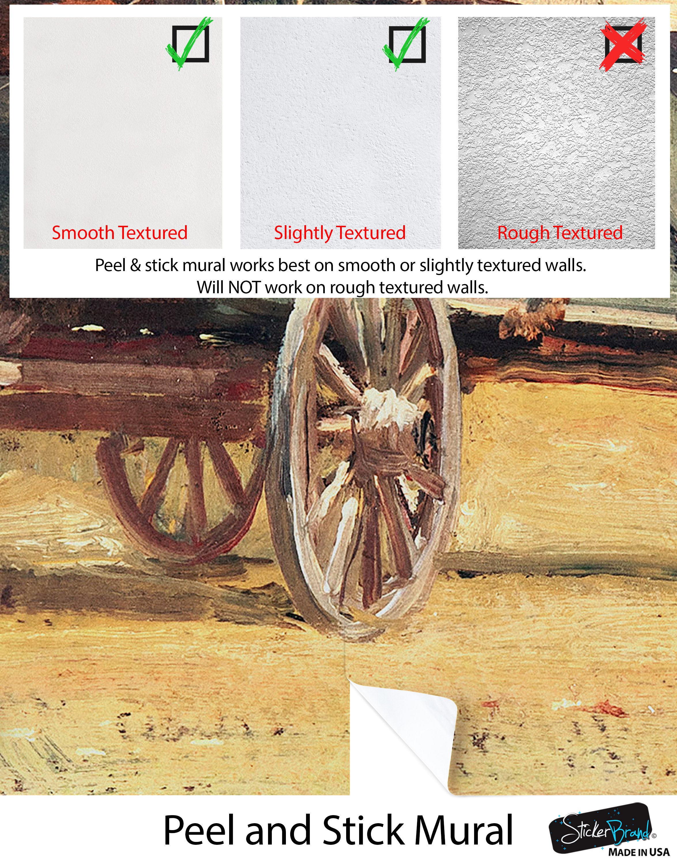 Western Cowboy Theme Wall Mural Decor. Study of Covered Wagons by Samuel Colman. Painting Artwork. Peel and Stick Wallpaper. #6339