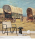 Western Cowboy Theme Wall Mural Decor. Study of Covered Wagons by Samuel Colman. Painting Artwork. Peel and Stick Wallpaper. #6339