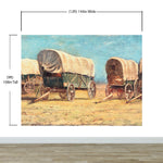 Western Cowboy Theme Wall Mural Decor. Study of Covered Wagons by Samuel Colman. Painting Artwork. Peel and Stick Wallpaper. #6339