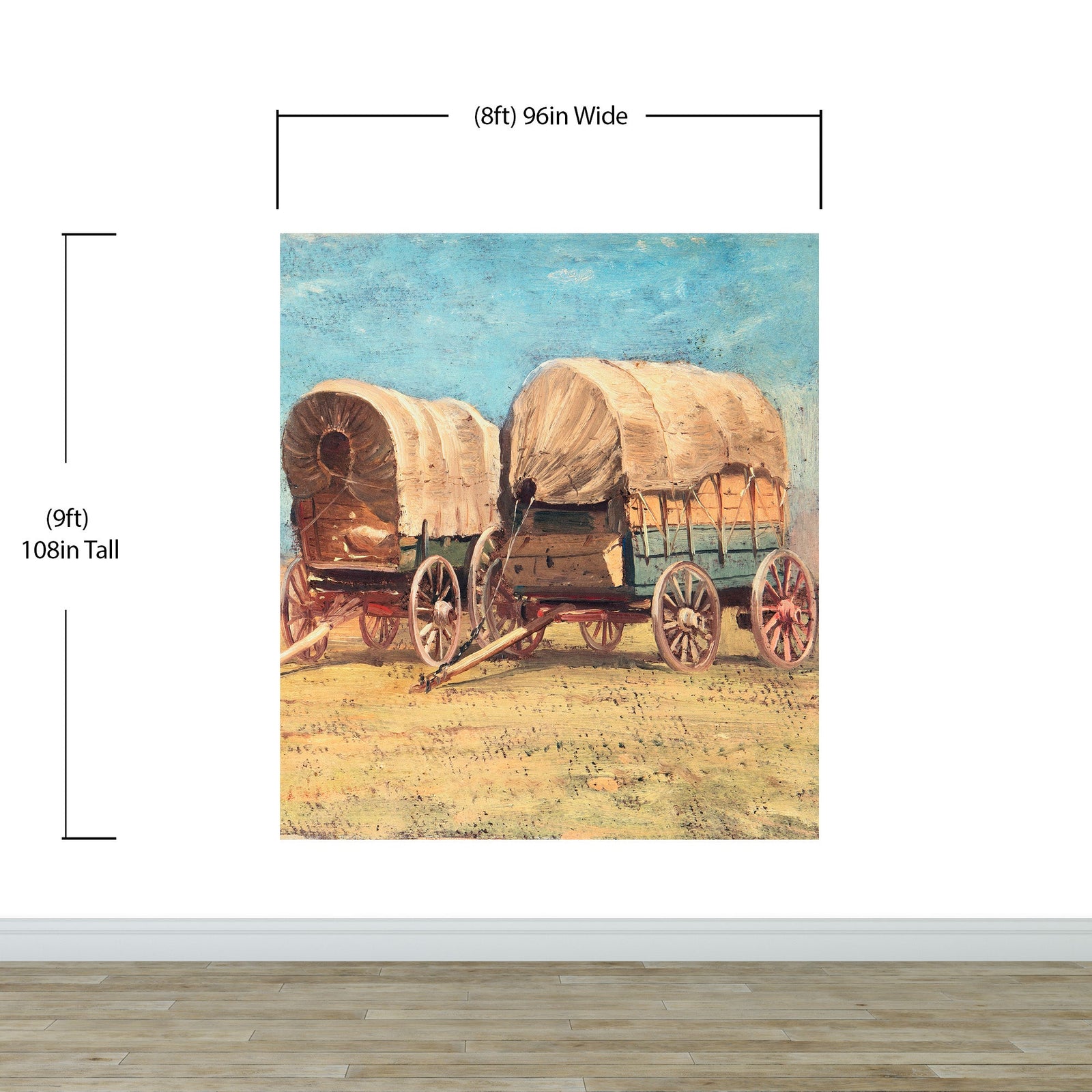 Western Cowboy Theme Wall Mural Decor. Study of Covered Wagons by Samuel Colman. Painting Artwork. Peel and Stick Wallpaper. #6339
