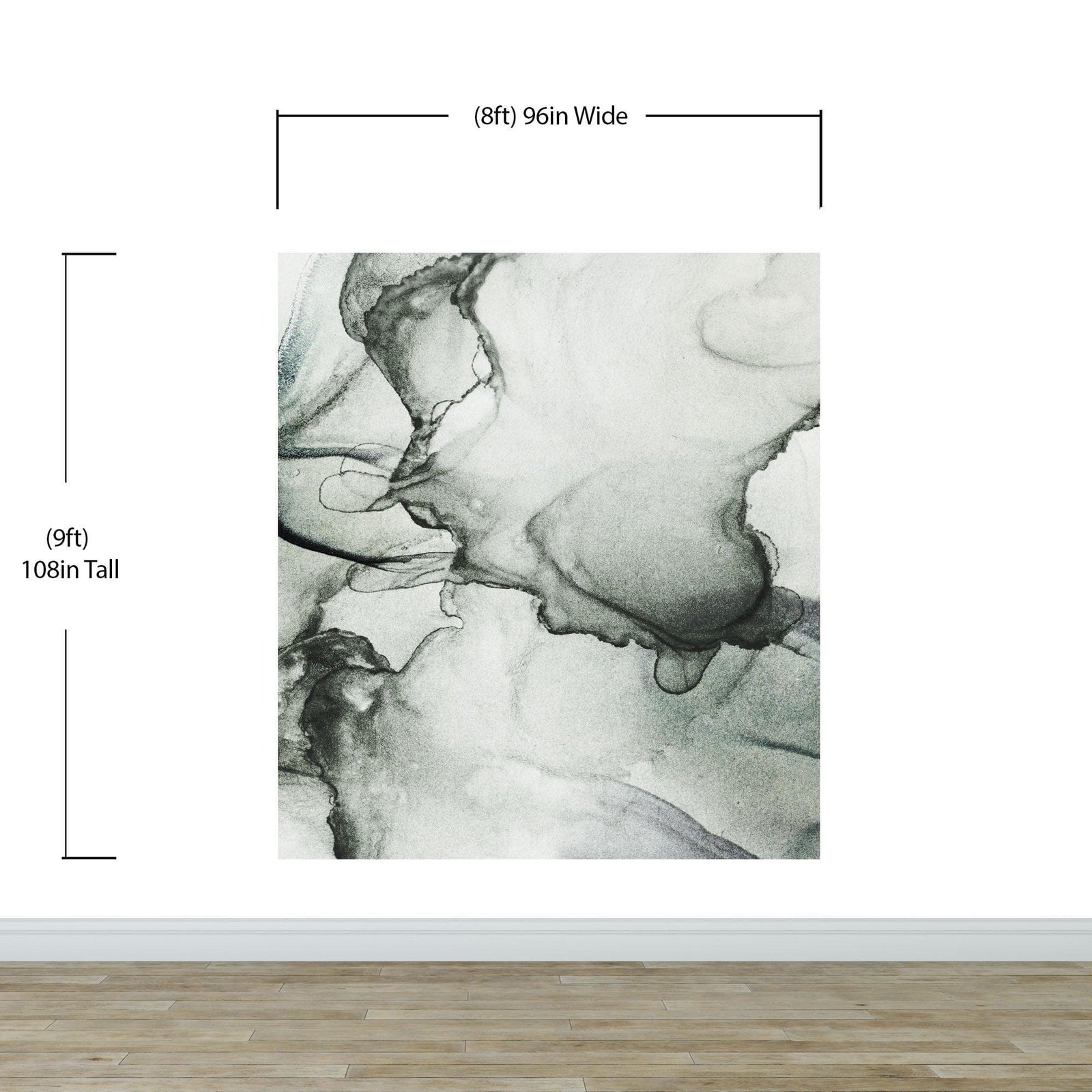 Abstract Black and White Fluid Alcohol Ink Painting Wall Mural. Peel and Stick Wallpaper. #6341