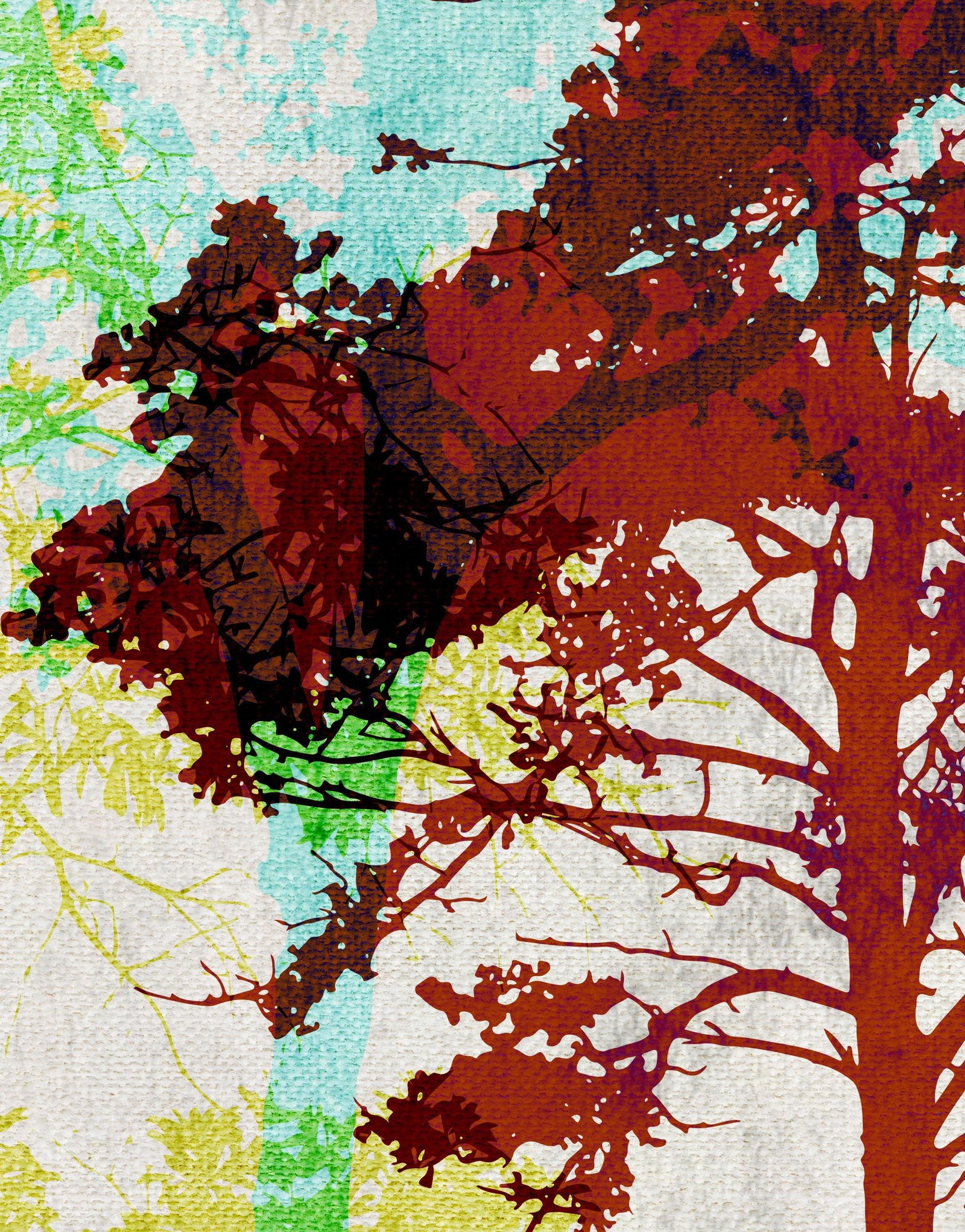 Forest Trees Wall Mural. Abstract Color Print. Peel and Stick Wallpaper / Removable Wall Mural. #6342