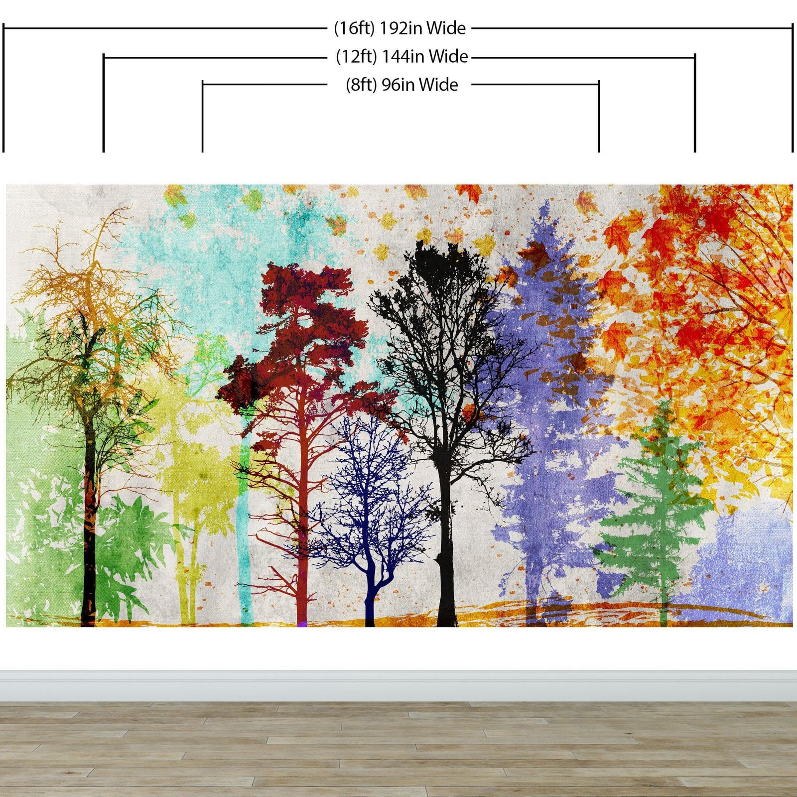 Forest Trees Wall Mural. Abstract Color Print. Peel and Stick Wallpaper / Removable Wall Mural. #6342