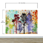 Forest Trees Wall Mural. Abstract Color Print. Peel and Stick Wallpaper / Removable Wall Mural. #6342