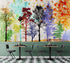 Forest Trees Wall Mural. Abstract Color Print. Peel and Stick Wallpaper / Removable Wall Mural. #6342