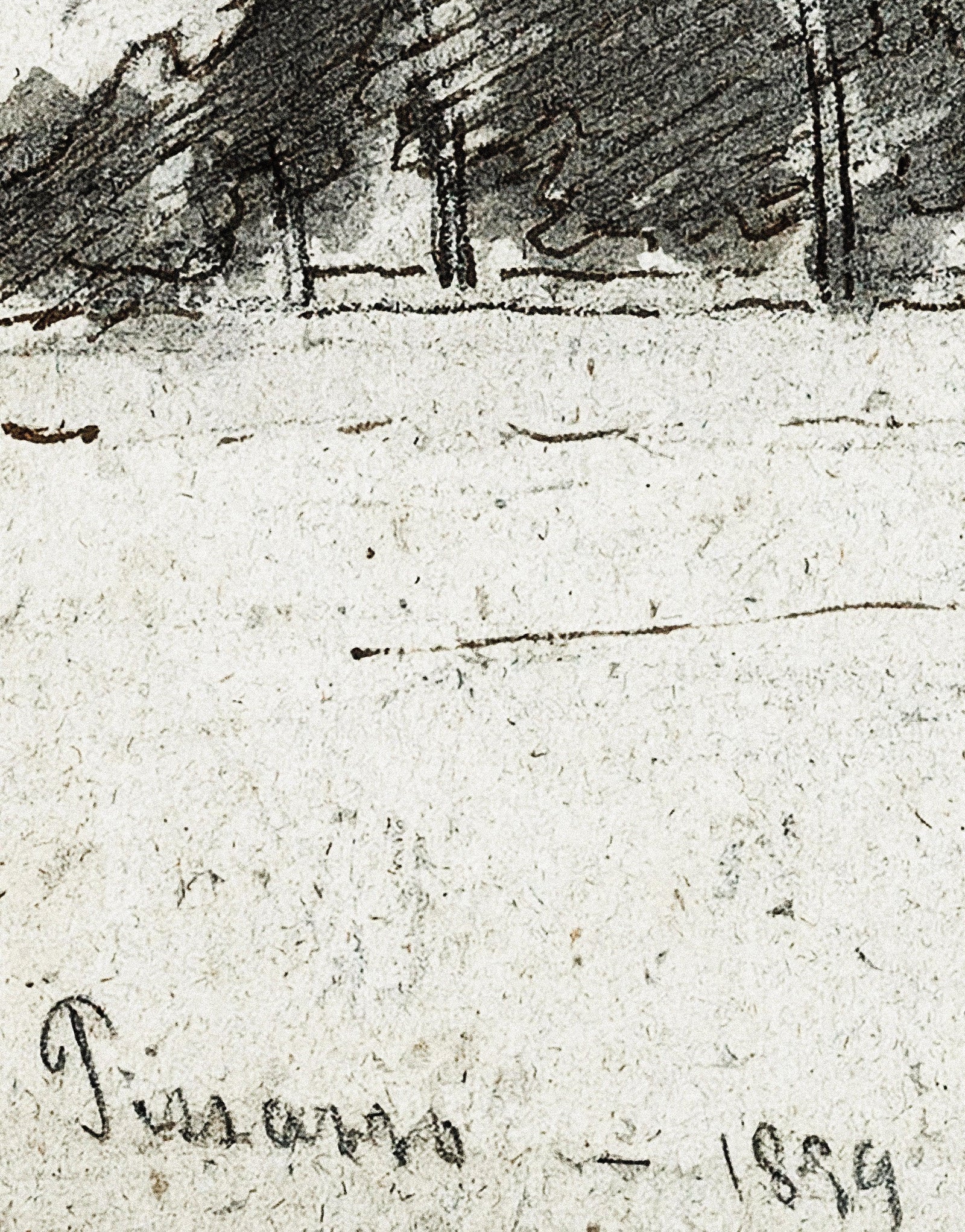 Forest Trees Wallpaper Peel and Stick Mural, Grove of Trees Drawing by Camille Pissarro. #6344