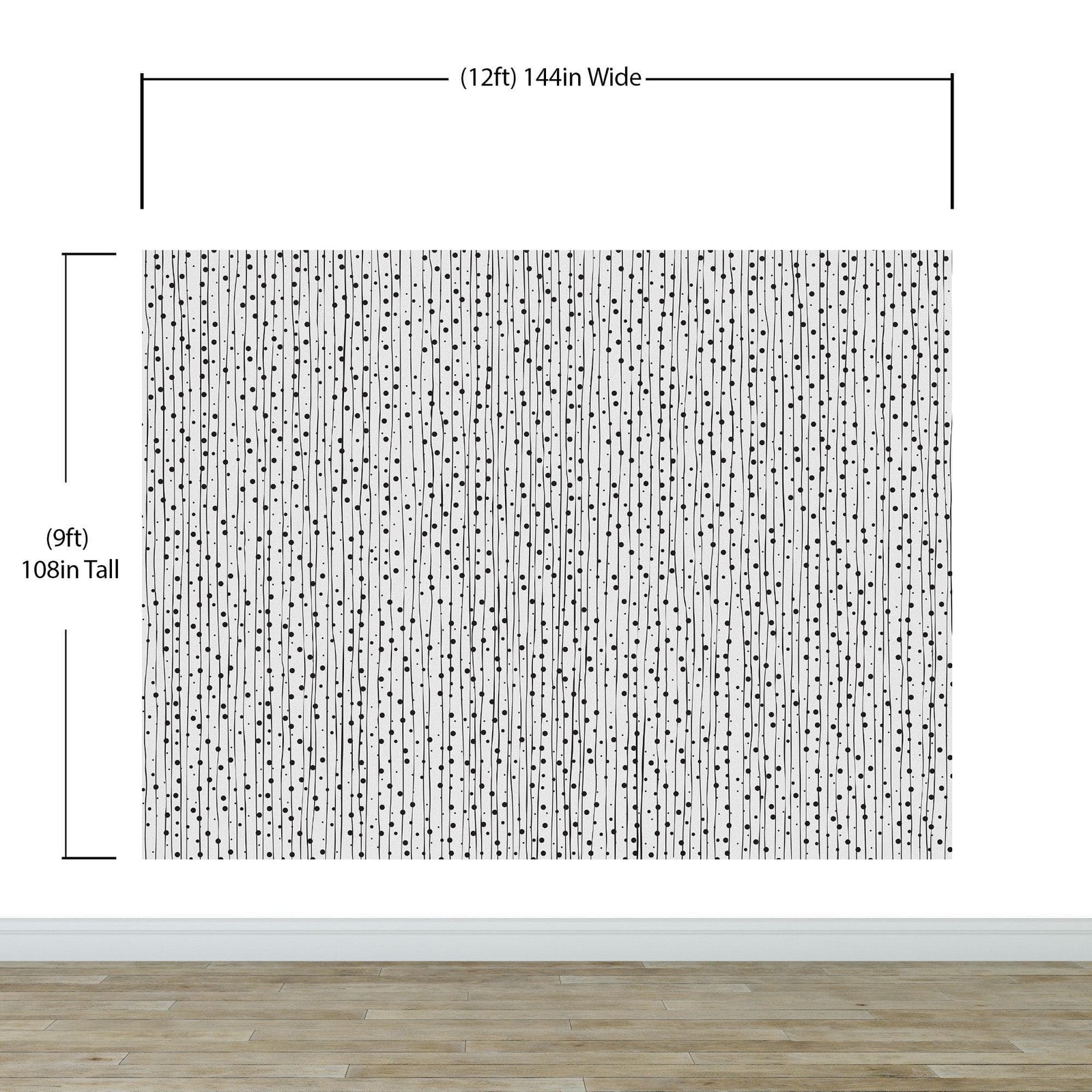 Stylish Hand-drawn Thin Vertical Lines and Dots Wall Mural Pattern. Peel and Stick Wallpaper. #6346