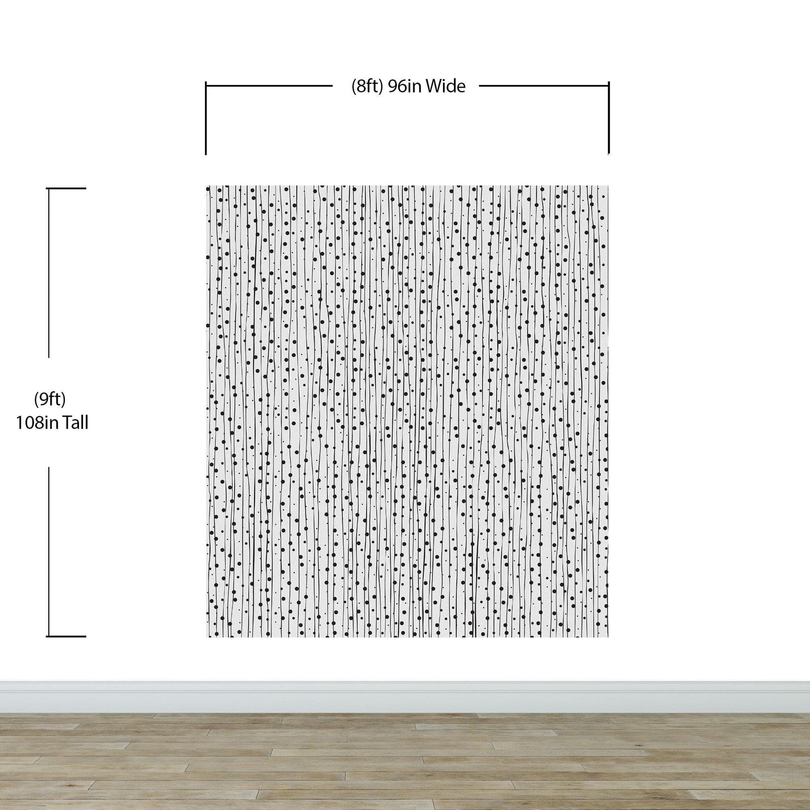 Stylish Hand-drawn Thin Vertical Lines and Dots Wall Mural Pattern. Peel and Stick Wallpaper. #6346