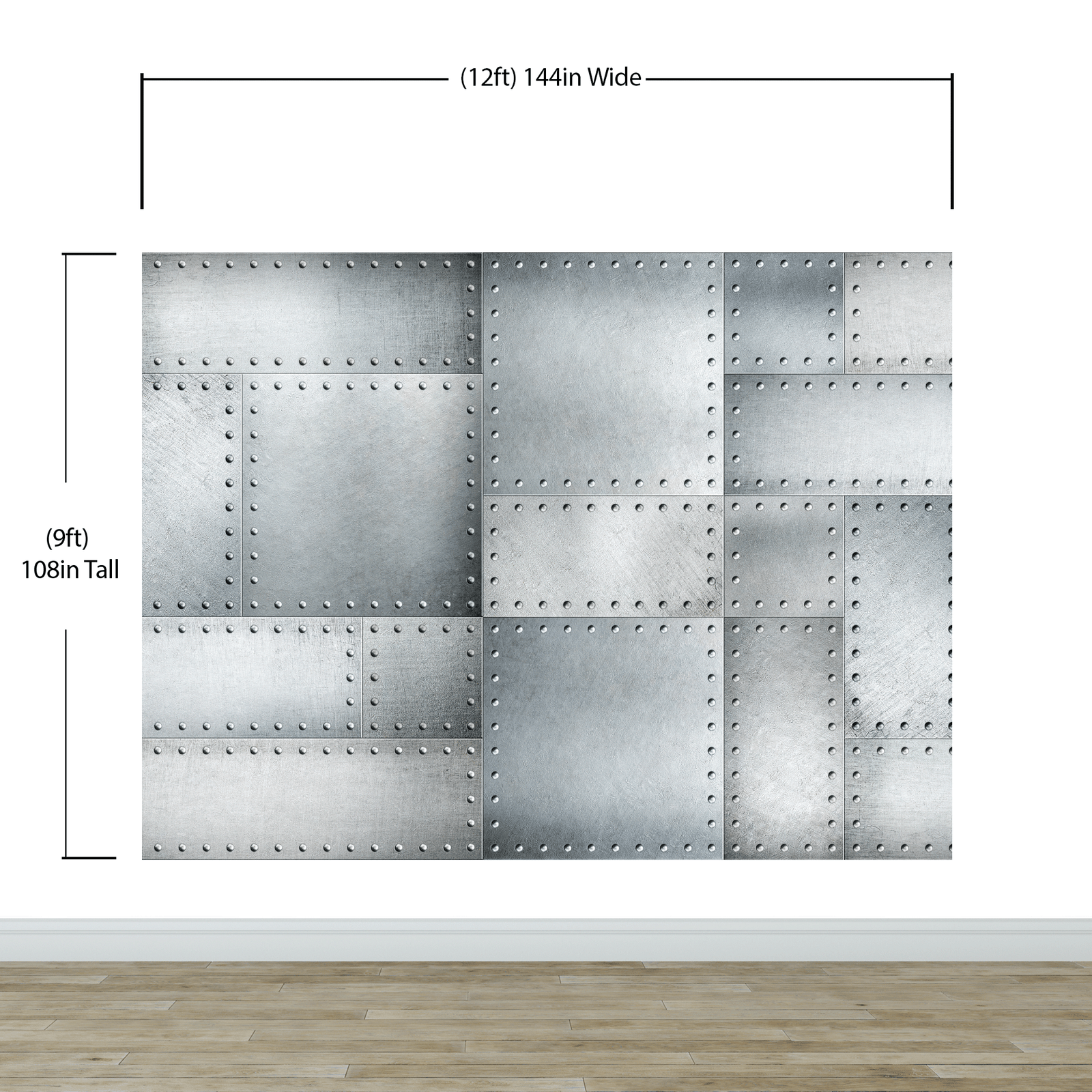 Stainless Steel Metal Grunge Design Wall Mural. Industrial Theme Peel and Stick Wallpaper. #6350