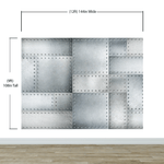 Stainless Steel Metal Grunge Design Wall Mural. Industrial Theme Peel and Stick Wallpaper. #6350