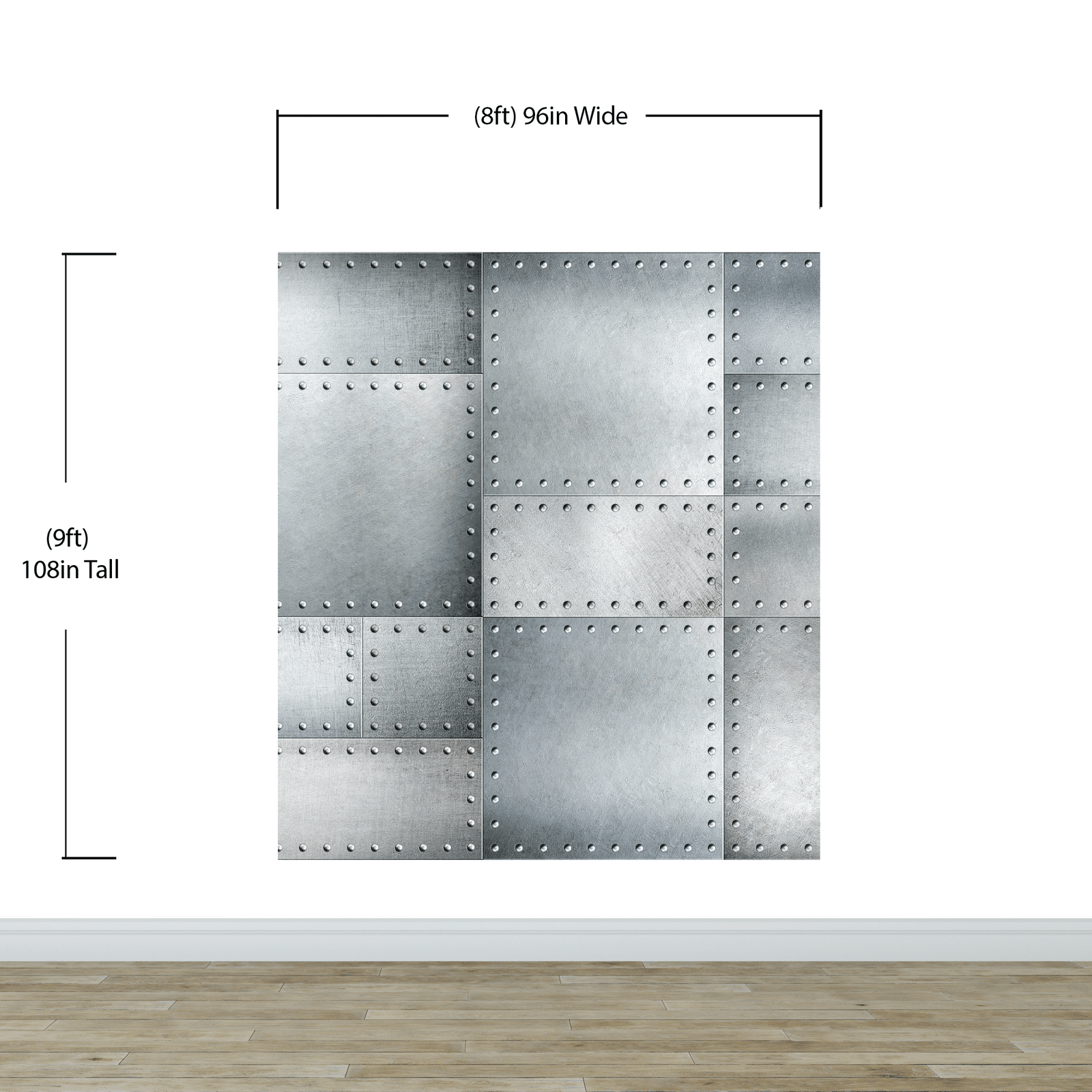 Stainless Steel Metal Grunge Design Wall Mural. Industrial Theme Peel and Stick Wallpaper. #6350