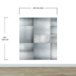Stainless Steel Metal Grunge Design Wall Mural. Industrial Theme Peel and Stick Wallpaper. #6350