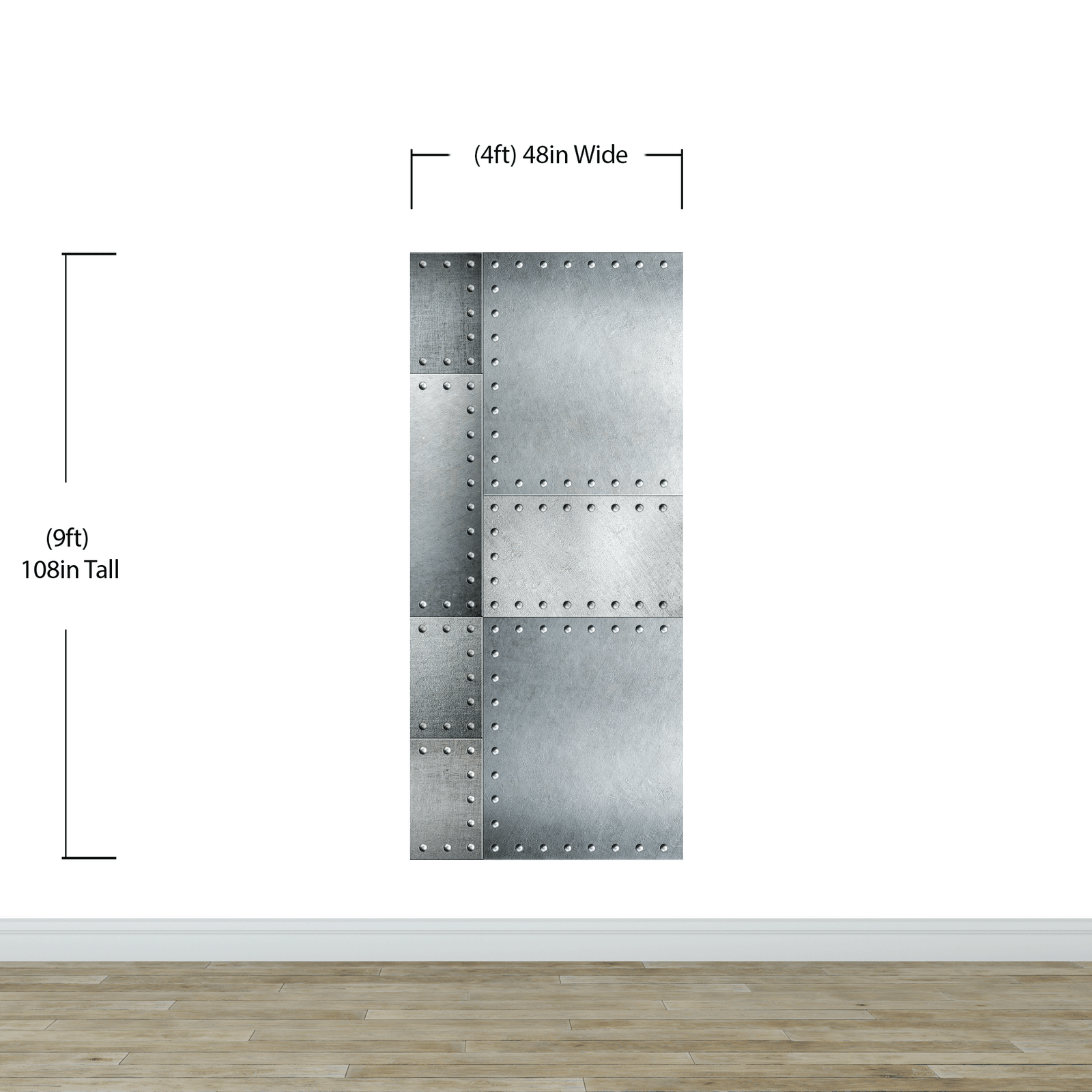 Stainless Steel Metal Grunge Design Wall Mural. Industrial Theme Peel and Stick Wallpaper. #6350