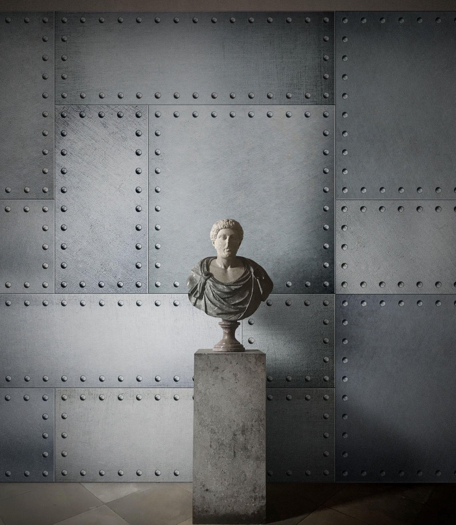 Stainless Steel Metal Grunge Design Wall Mural. Industrial Theme Peel and Stick Wallpaper. #6350