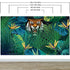Hidden Tiger Behind Jungle Leaves Wall Mural. Peel and Stick Wallpaper. Safari Wildlife Illustration. #6351