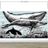 Whale, Dolphin, Killer Whale Wall Mural. Underwater Sea Life Drawing Design. Peel and Stick Wall Mural. #6354
