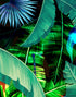 Rainforest Jungle Tropical Wallpaper. Green Flowers and Palm Tree Leaves Design. #6357
