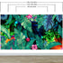 Rainforest Jungle Tropical Wallpaper. Green Flowers and Palm Tree Leaves Design. #6357
